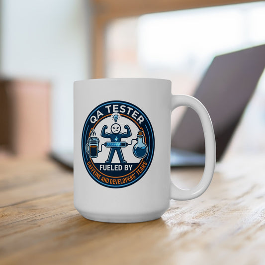 QA(Quality Assurance) Tester Funny Design- "Fueled by caffeine and developers' tears"- 11/15oz Ceramic Coffee Mug