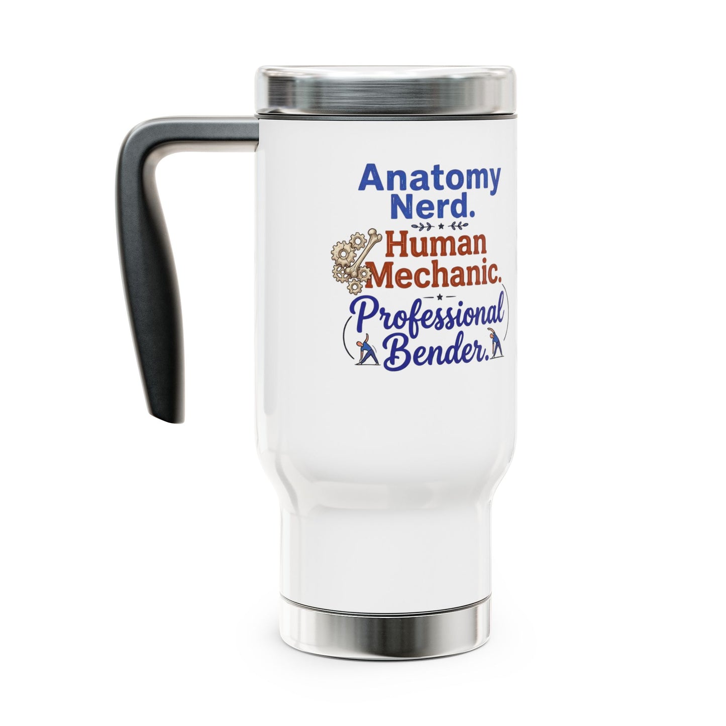 Physiotherapist Travel Mug | Anatomy Nerd & Human Mechanic 14oz Stainless Steel Mug with Lid | Physical Therapist Gift