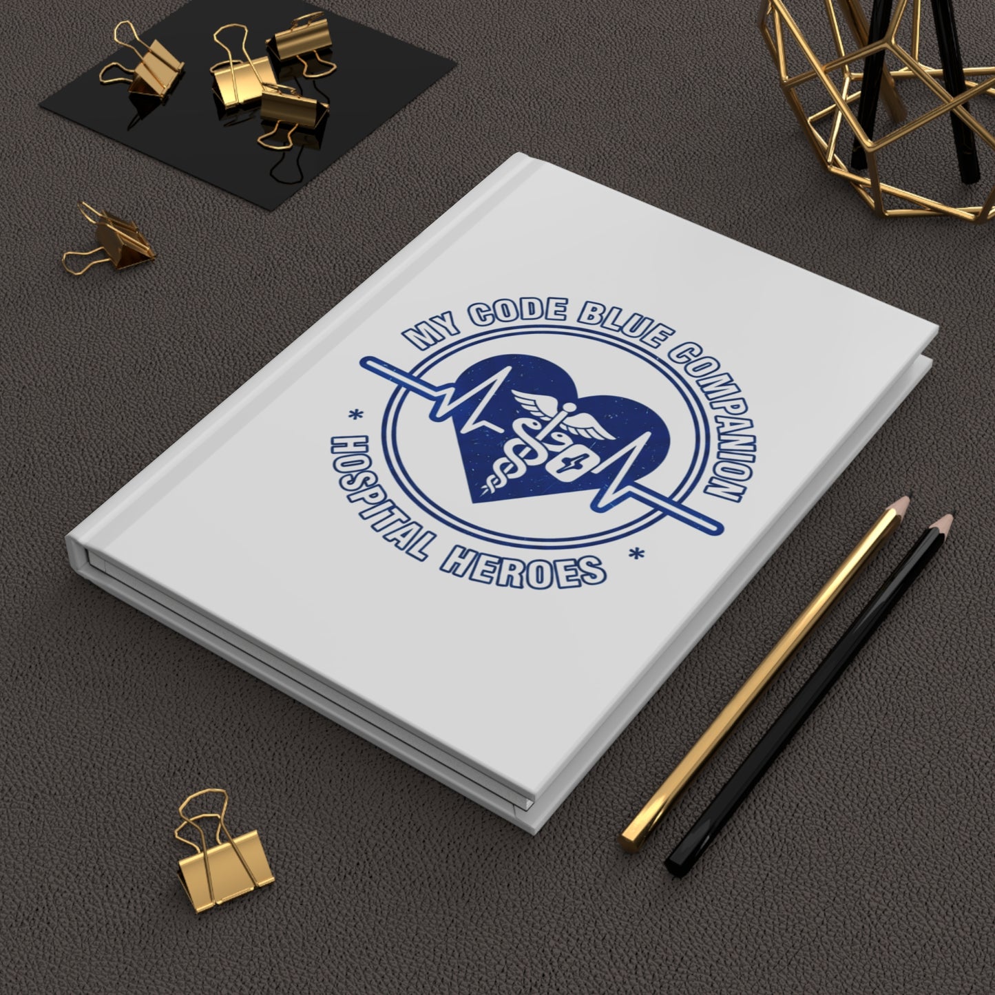 Coworker/8-Hour Ally Gift - "My code blue companion hospital heroes" design - 150(75 sheets) Lined Pages Hardcover Notebook