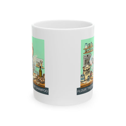 Baker/Pastry Chef Gift- "Flour: The original dry shampoo" design- 11/15oz Ceramic Coffee Mug