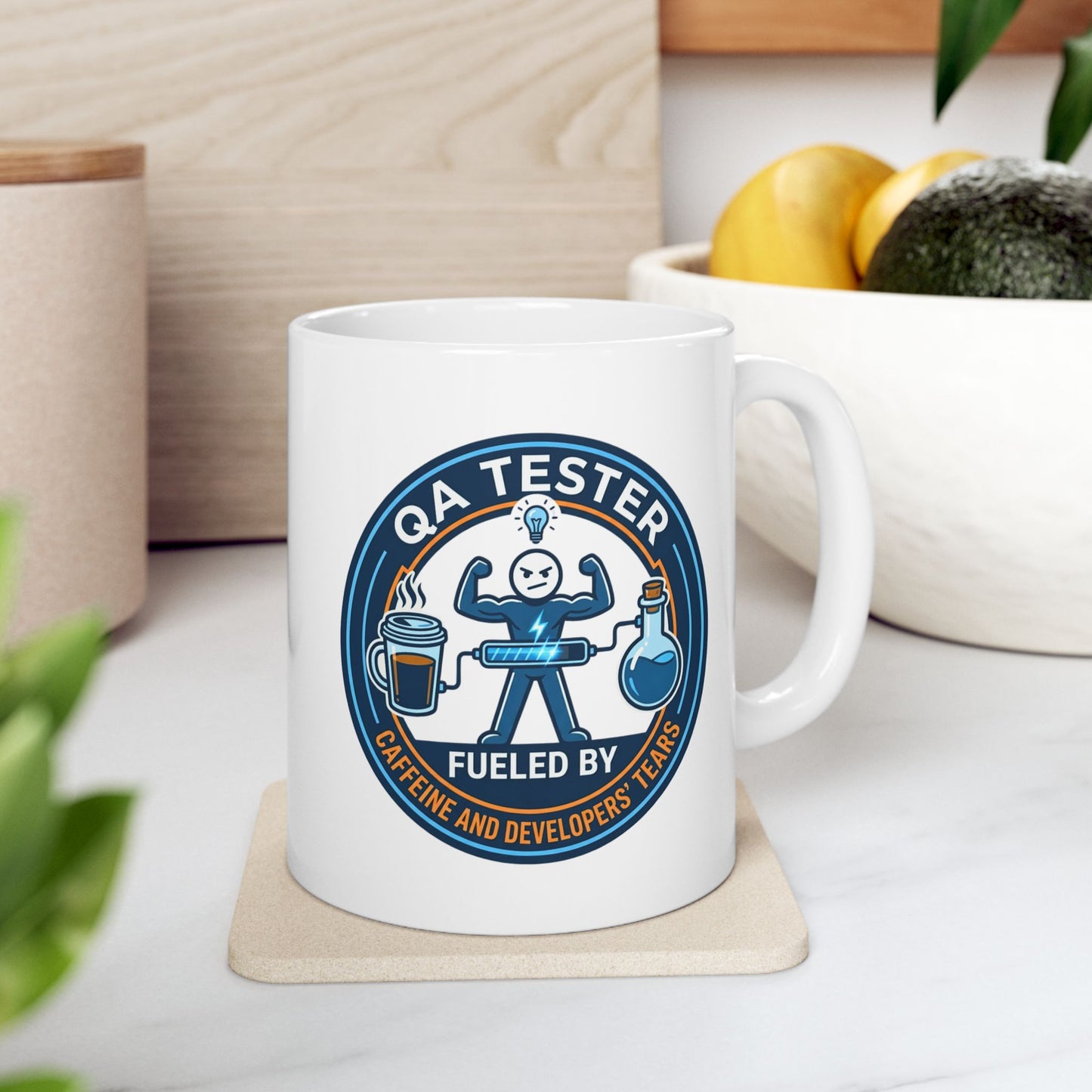 QA(Quality Assurance) Tester Funny Design- "Fueled by caffeine and developers' tears"- 11/15oz Ceramic Coffee Mug