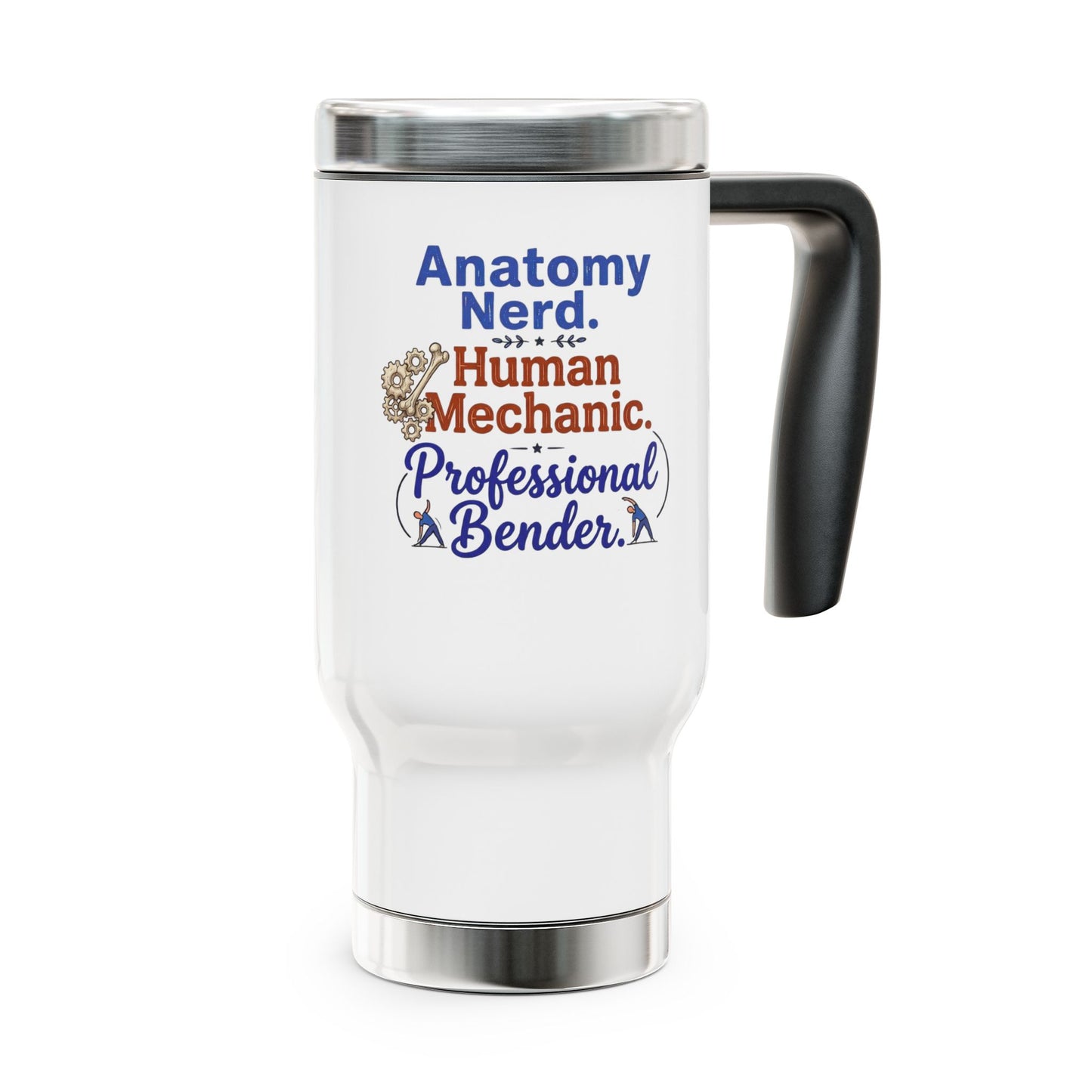 Physiotherapist Travel Mug | Anatomy Nerd & Human Mechanic 14oz Stainless Steel Mug with Lid | Physical Therapist Gift