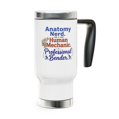 Physiotherapist Travel Mug | Anatomy Nerd & Human Mechanic 14oz Stainless Steel Mug with Lid | Physical Therapist Gift