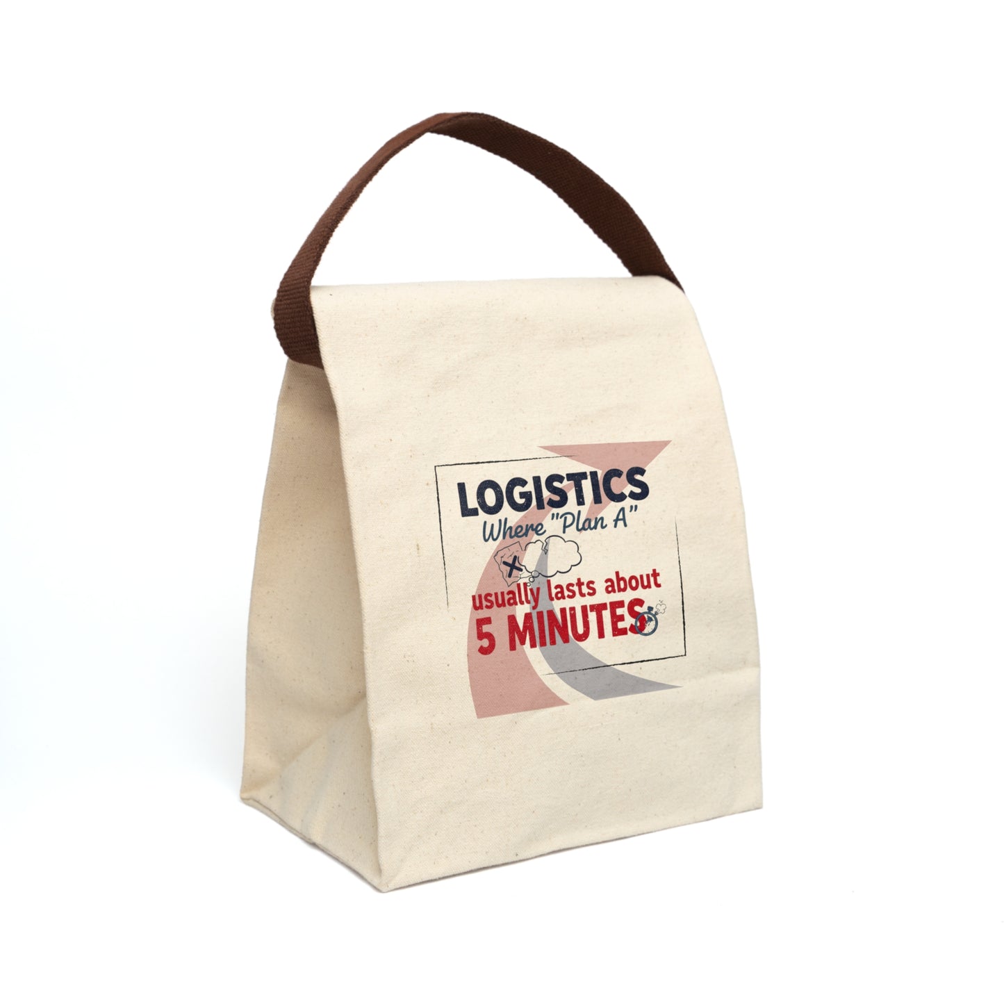 Funny Logistics Worker Gift- "Where plan A usually lasts about 5 minutes." design- Canvas Lunchbag