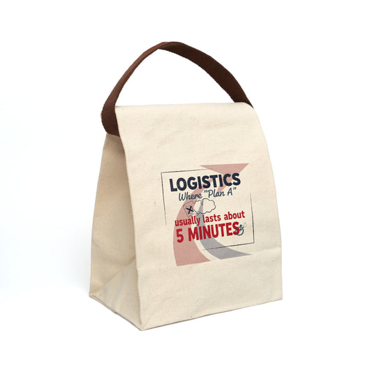 Funny Logistics Worker Gift- "Where plan A usually lasts about 5 minutes." design- Canvas Lunchbag