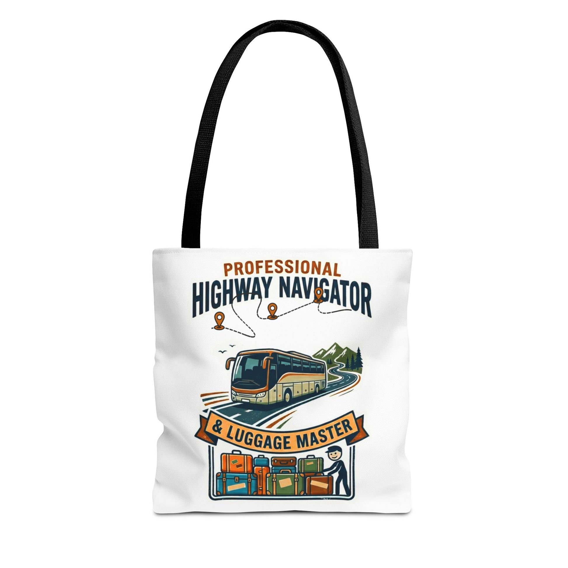 bus driver and charter driver gift with design professional highway navigator & luggage master design on a white 13x13/16x16" Polyester Tote bag