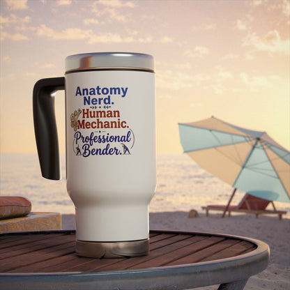 Physiotherapist Travel Mug | Anatomy Nerd & Human Mechanic 14oz Stainless Steel Mug with Lid | Physical Therapist Gift