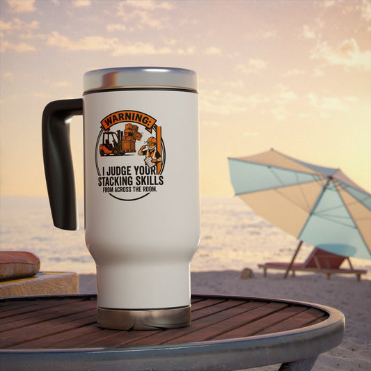 travel mug warning: I judge your stacking skills from across the room