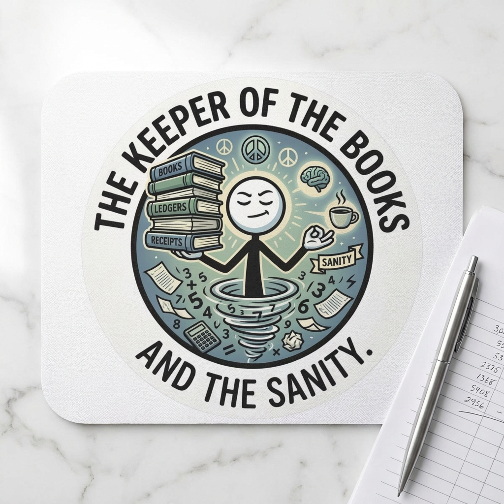 Bookkeeper/Administrative Gift- "The keeper of the books and the sanity"design- 9x8" Mousepad