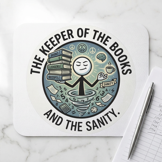 Bookkeeper/Administrative Gift- "The keeper of the books and the sanity"design- 9x8" Mousepad