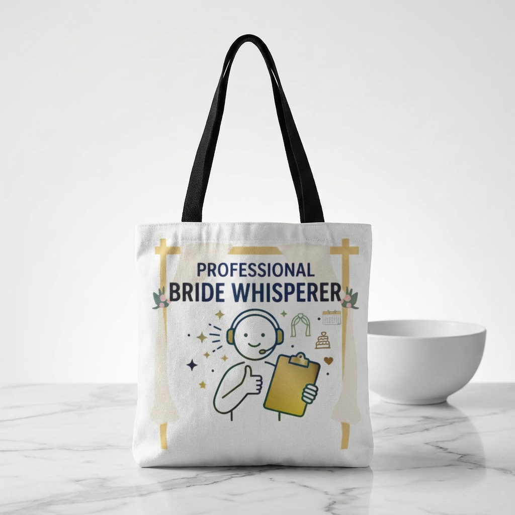 Event Planner/Wedding Planner Gift- "Professional bride whisperer" design- 13x13/16x16" Polyester Tote Bag
