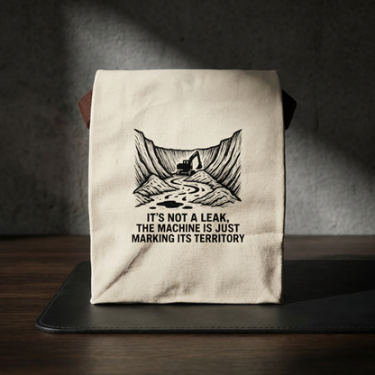 Funny HEO/Heavy Equipment Operator Gift- "It's not a leak, the machine is just marking its territory." design- Canvas Lunch Bag