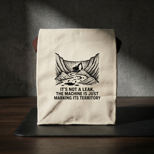 Funny HEO/Heavy Equipment Operator Gift- "It's not a leak, the machine is just marking its territory." design- Canvas Lunch Bag