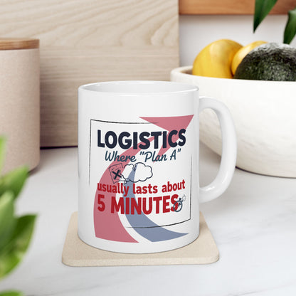 Logistics Manager 11/15oz Ceramic Coffee Mug | Supply Chain Specialist Sarcastic Gift | Plan A Lasts 5 Minutes