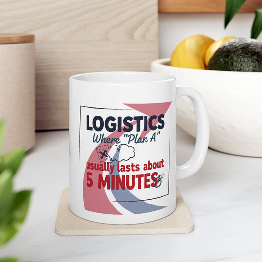 Logistics Manager 11/15oz Ceramic Coffee Mug | Supply Chain Specialist Sarcastic Gift | Plan A Lasts 5 Minutes