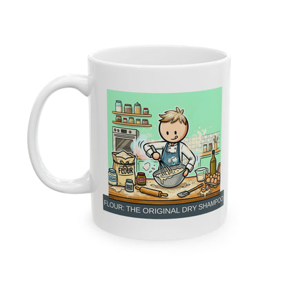 Baker/Pastry Chef Gift- "Flour: The original dry shampoo" design- 11/15oz Ceramic Coffee Mug