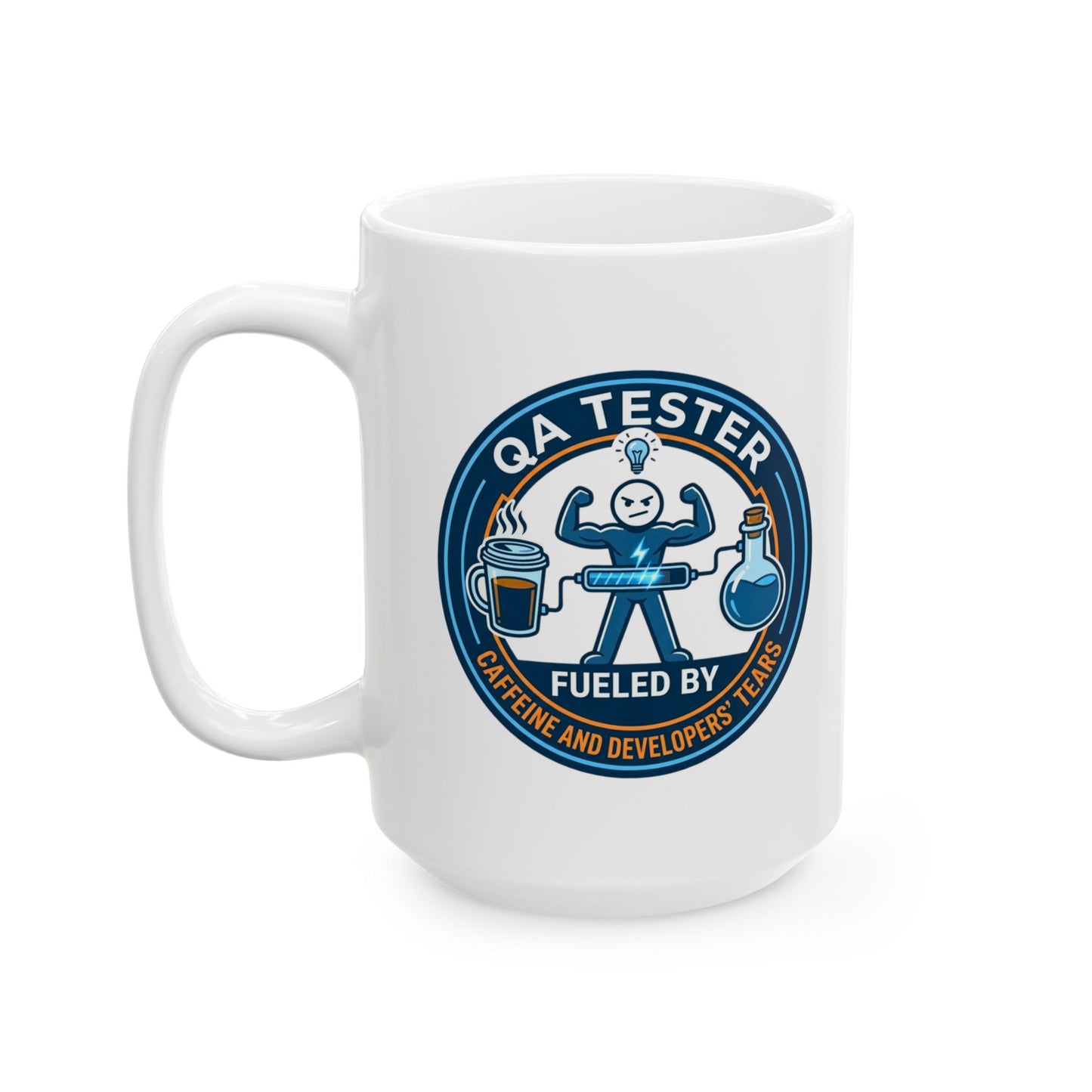 QA(Quality Assurance) Tester Funny Design- "Fueled by caffeine and developers' tears"- 11/15oz Ceramic Coffee Mug