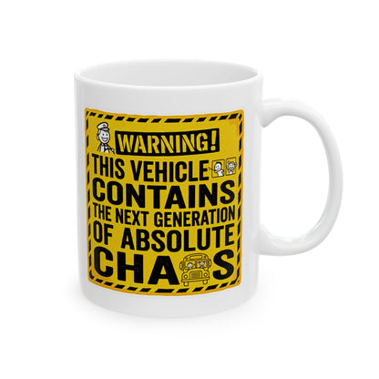 Funny School Bus Driver Gift | "Warning: This vehicle contains the next generation of absolute chaos"- 11/15oz Ceramic Coffee Mug