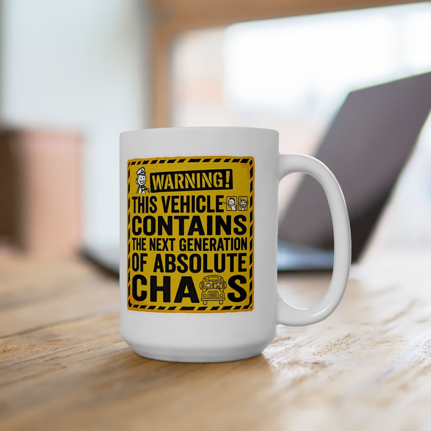 Funny School Bus Driver Gift | "Warning: This vehicle contains the next generation of absolute chaos"- 11/15oz Ceramic Coffee Mug