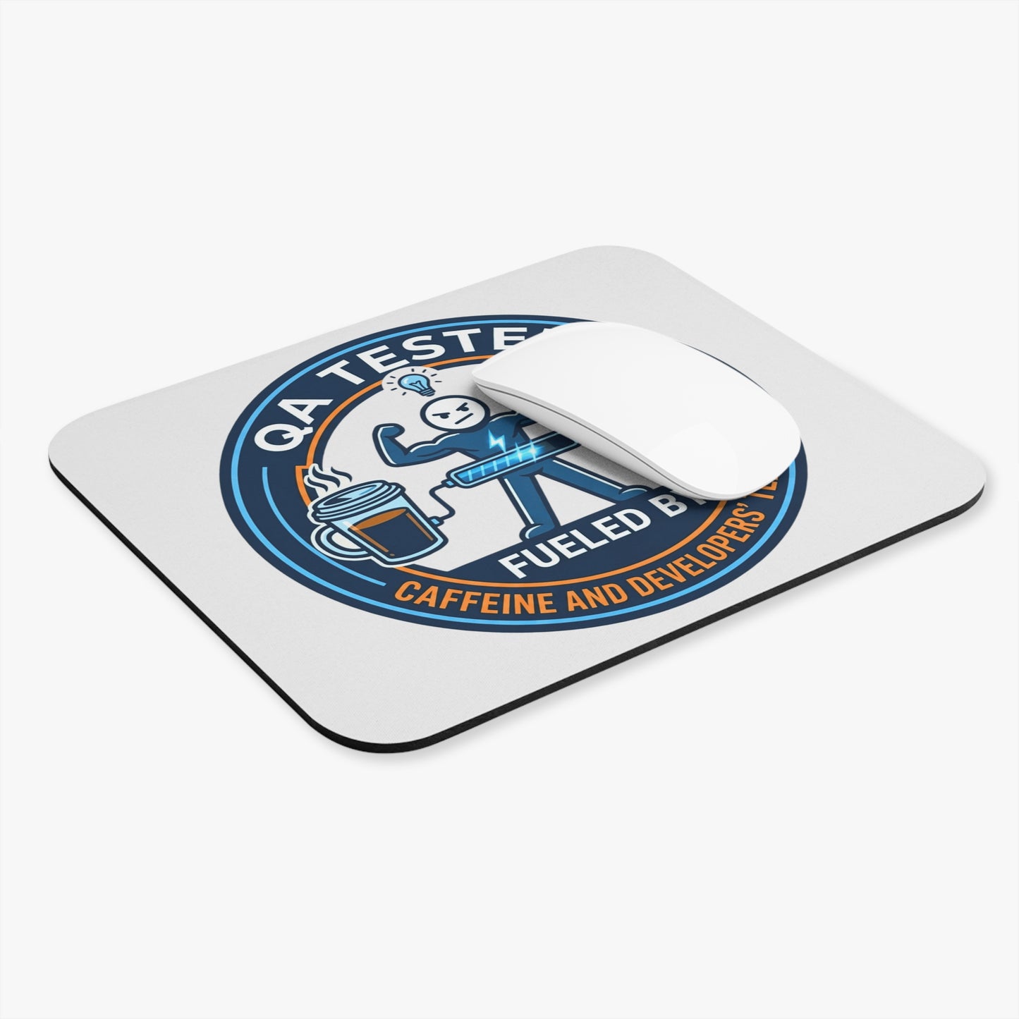 QA(Quality Assurance) Tester Funny Design- "Fueled by caffeine and developers' tears" - 9x8" Mousepad