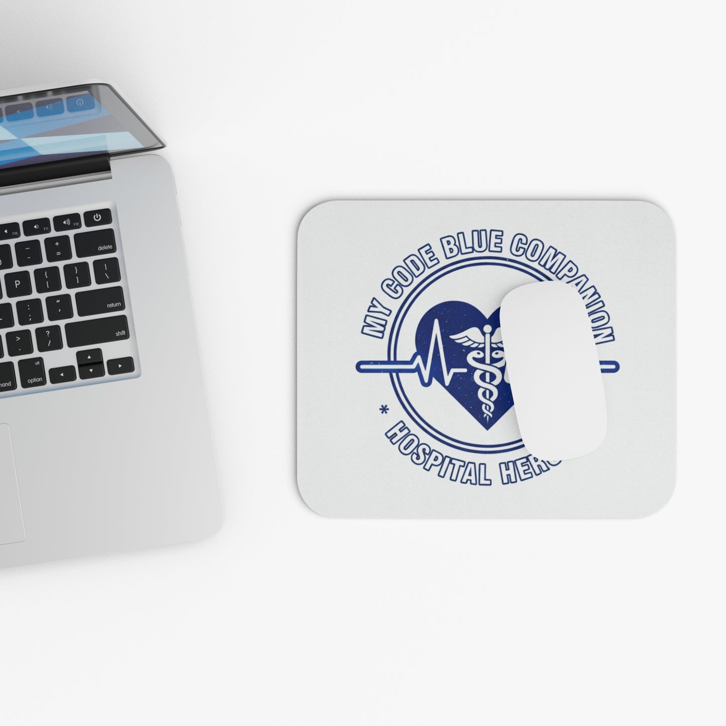 Coworker/8-Hour Ally Gift - "My code blue companion hospital heroes" design - 9x8" Mousepad