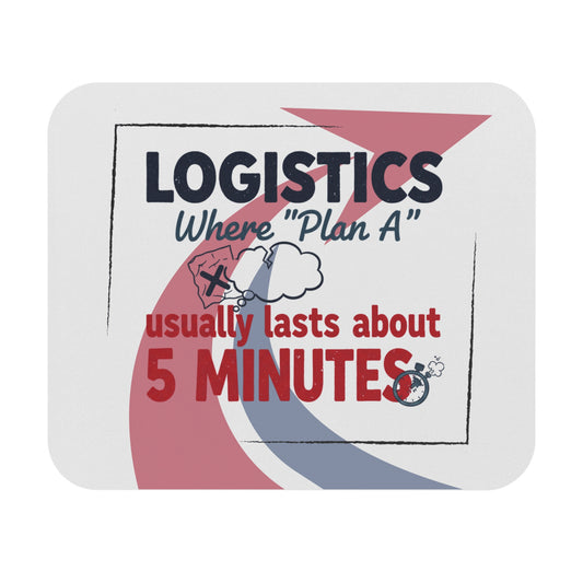 Funny Logistics Gift- "Where plan A usually lasts about 5 minutes" design- 9x8" Mousepad