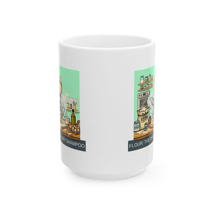 Baker/Pastry Chef Gift- "Flour: The original dry shampoo" design- 11/15oz Ceramic Coffee Mug
