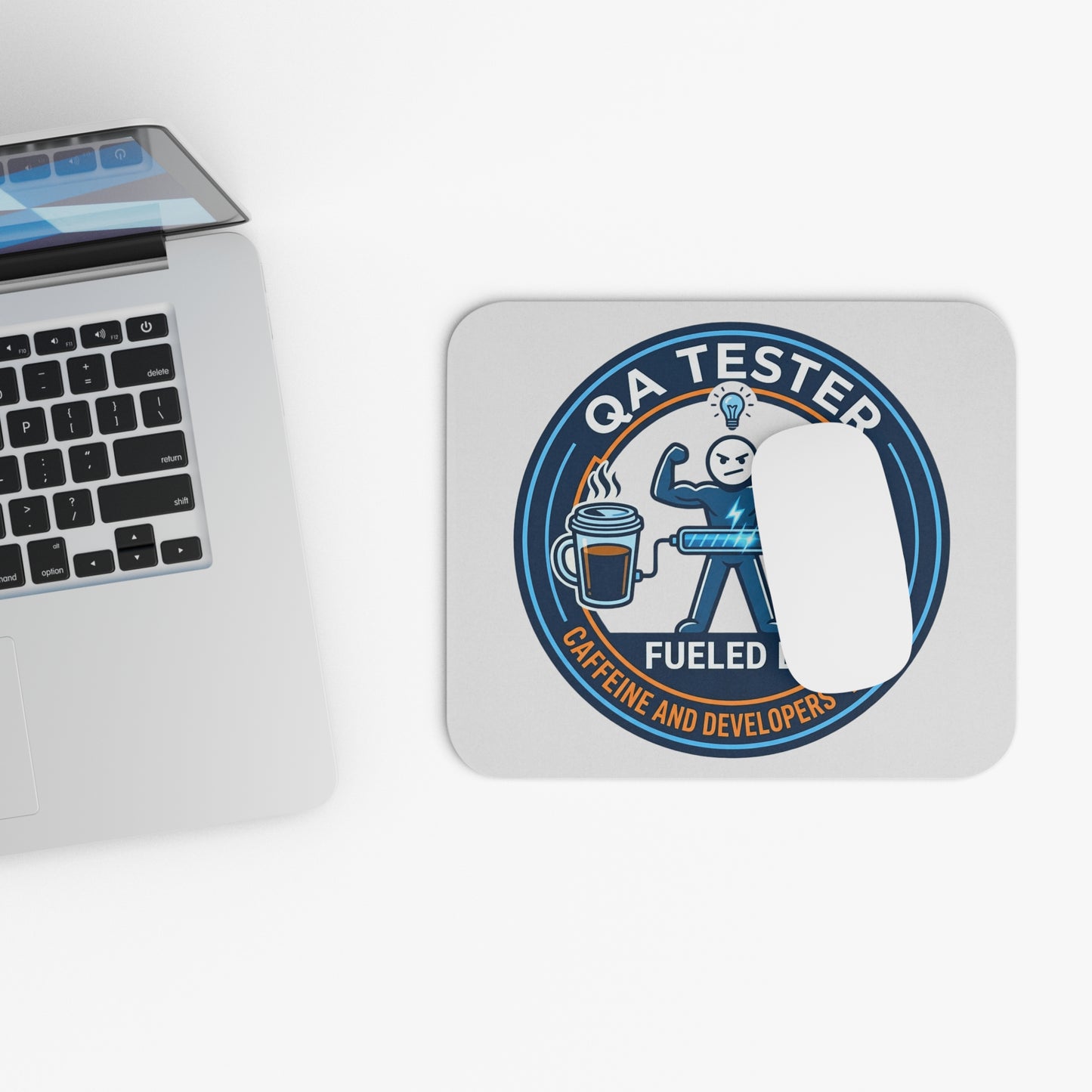 QA(Quality Assurance) Tester Funny Design- "Fueled by caffeine and developers' tears" - 9x8" Mousepad